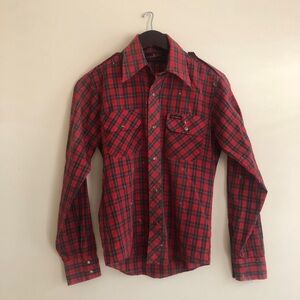Vintage Distressed Red Plaid Shirt